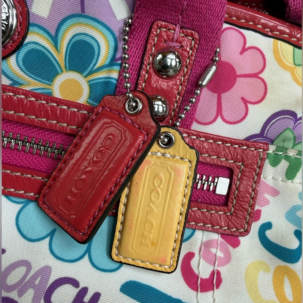 Coach Pink and Multicolor Floral Shoulder Bag - Picture 2 of 3